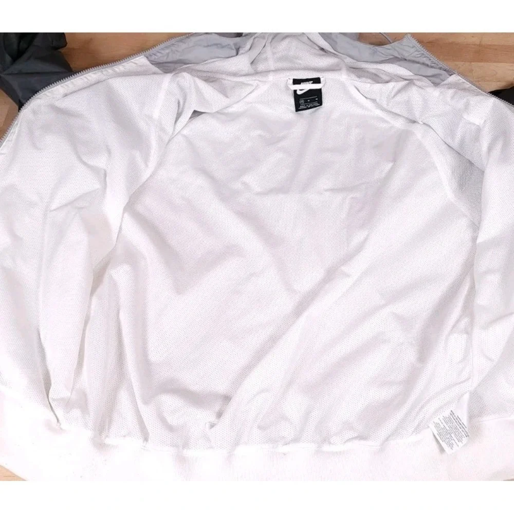 Nike‎ Y2K Hooded Windbreaker Full Zip Jacket Medium Vintage White Gray